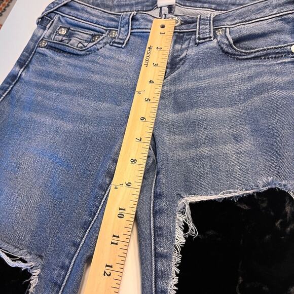 True Religion High Rise Straight Jeans with Velvet Patches size 25 - Picture 11 of 12